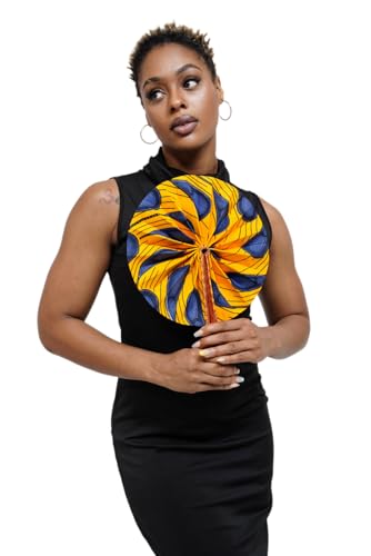 Kente African Print Foldable Hand Fan - color: Khanita