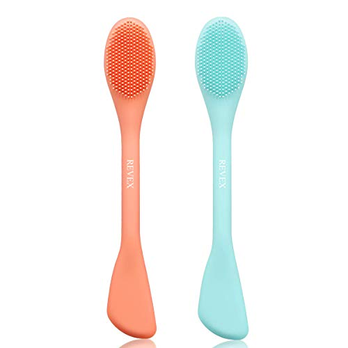 REVEX Silicone Face Mask Applicator,Face Scrubber,Exfoliating Pore Scrubber,2Pcs Pore Cleaning Brush,Facial Cleansing Brushes,Face Brush for Women Men.(Orange+ Blue) - color: Orange+ Blue
