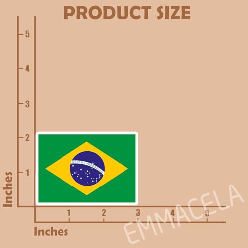 (3PCS) Brazil Flag stickers, Countries Flag Stickers - Waterproof Vinyl Decals For Laptops, Tumblers, Water Bottles, Books, Scrapbooks, Size 3 x 2.2 Inch - color: Brazil