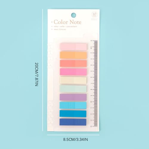 8PACK Sticky Tabs, Transparent Sticky Notes Flags Pastel Book Tabs Writable Annotation Tabs Morandi Page Markers Clear Index Tabs with Ruler Translucent Index Stickers for Books Office Supplies