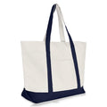 22" Heavy Duty Cotton Canvas Tote Bag (Zippered) - color: Navy Blue