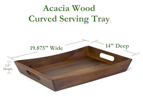 Lipper International 1165 Acacia Curved Serving Tray, 19.88" x 14" x 2.5"