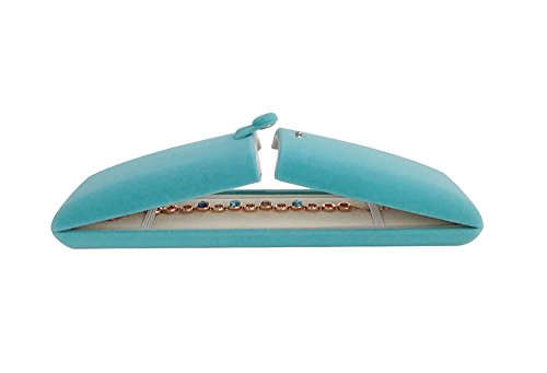 Premium Grade Aqua Velvet Jewelry Necklace Bracelet Watch Box Presentation Packaging Case Pendant - color: Aqua-Pendant Necklace Bracelet Case