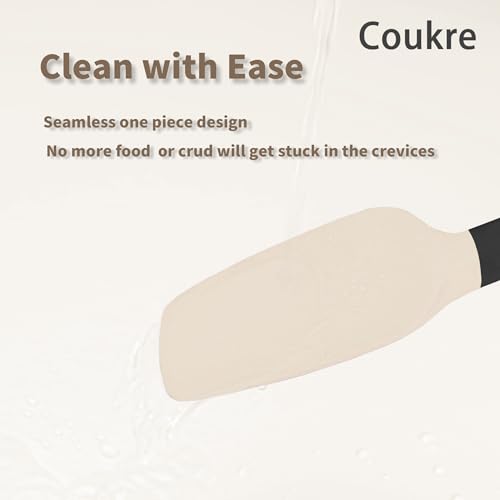 Coukre Silicone Spatula Set of 5,High Temperature Resistant, Food Grade Silicone, Dishwasher Safe, for Baking, Cooking (Beige Black) - color: Beige Black