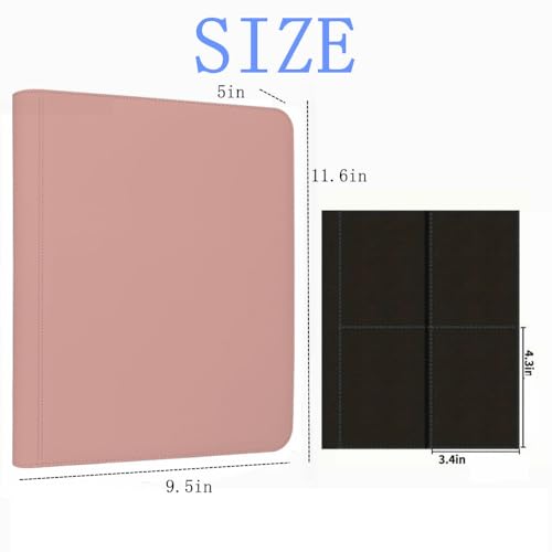 Toploader Binder,4-Pocket Double Sided Top Loaders Binder,Holds 128 Cards in 3"x4" Toploaders,PU Leather Card Binder Abulm for Toploader Trading,Sports,and Gaming Cards (Pink) - color: Pink