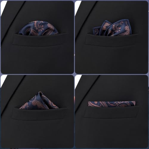 S&W SHLAX&WING Mens Pocket Square Paisley Multicolor Large for Business Wedding - color: Bh77
