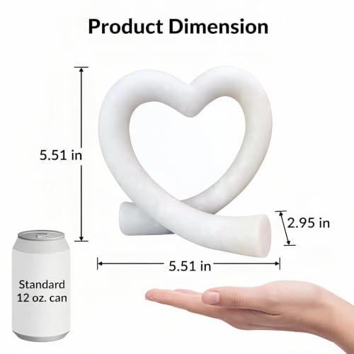 Lescafita Imitation Marble White Heart Decor Sculpture, Elegant Love Heart Statue Minimalist Modern Home Decor for Living Room Shelf Desk Coffee Table, Wedding Gift - color: Imitation Marble White