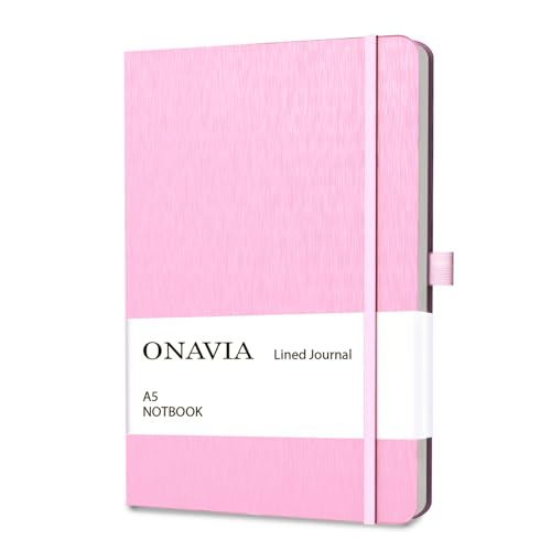ONAVIA A5 Notebooks for Work, Lined Journal, 160 Pages, Pink - color: Pink