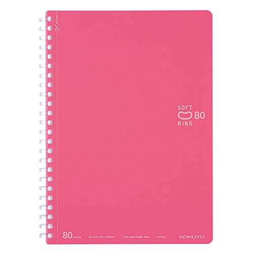 KOKUYO Spiral Lined Notebook, 8.3'' x 5.8'' Pastel Journal A5 Soft Ring Notebooks with Dot 6 mm Ruled, 80 Sheets, Light Pink 1 Subject Notebook, Note Taking for School (SU-SV338BT-LP) - color: Light Pink, size: A5