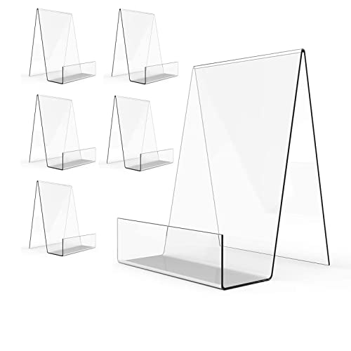 Boloyo Acrylic Book Stand with Ledge,6PC 6 Inch Clear Acrylic Display Easel Transparent Display Stand Holder Tablet Holder for Displaying Books,Magazine,Plate,Pictures,Artworks, CDs - size: 6 inch(6PC)
