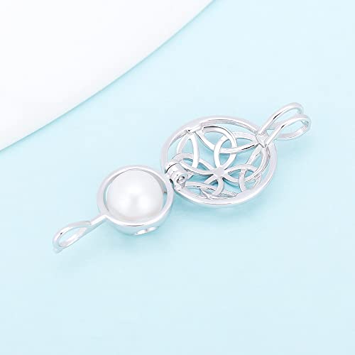Sterling Silver Celtic Knot Round Cage Pendants for Women