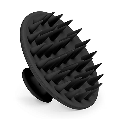 Meartchy Silicone Scalp Massager Shampoo Brush, Scalp Brush for Hair Growth & Dandruff Removal, Hair Scrubber Scalp Stimulator Exfoliator Brush with Soft Bristles for Wet Dry Scalp Care (Black) - color: Black