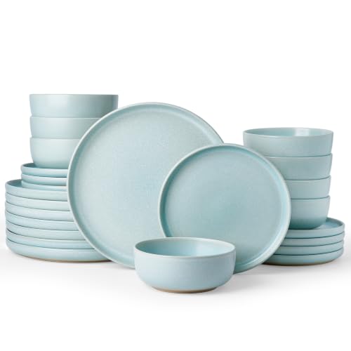 Famiware Milkyway 24-Piece Stoneware Dinnerware Set, Light Blue - color: Light Blue, size: Service for 8 (Standard Dinner Set)