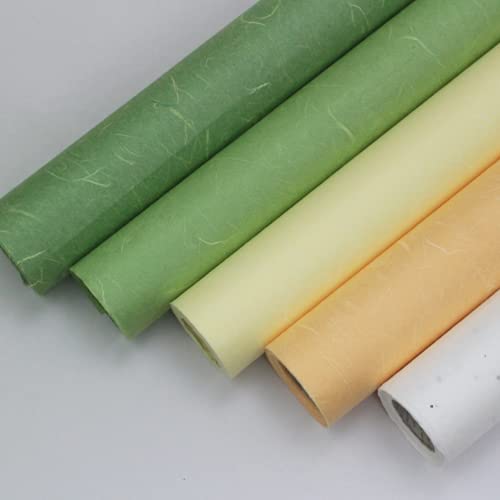Korean Traditional Mulberry Paper, Colored Hanji Paper Roll, Natural Fiber Texture, Unyong (Orange, 21.3" x 787.4") - color: Orange, size: 21.3" x 787.4"