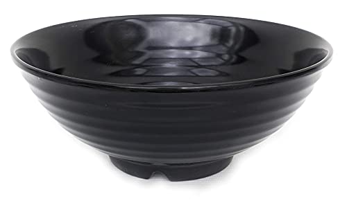 4 Ramen Bowls, 12 pieces Pho set. All Black Asian Japanese soup. Utensil: Spoons And Chopsticks kit. Melamine. Large 37 oz. Noodles, Rice, Udon, Thai, Chinese, Korean, Wonton, Miso - color: All Black x4