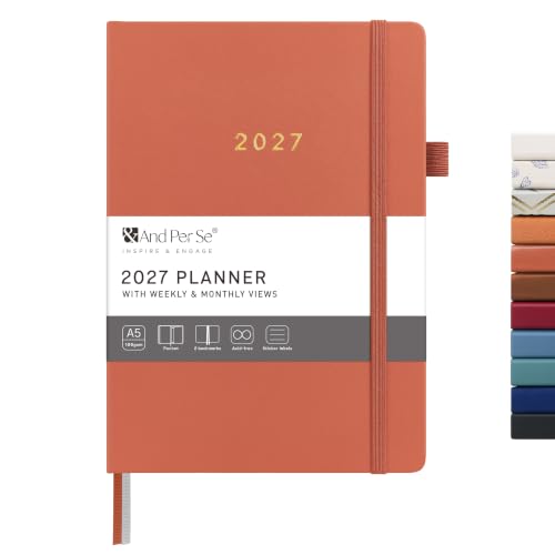 &And Per Se 2027 Planner, 12-Month Monthly & Weekly, 2027 Calendar Planner with 100gsm Paper, A5 Hardcover Faux Leather, 5.7" x 8" (Terracotta) - color: Terracotta, size: 5.7" x 8"(Jan 2027-Dec 2027)