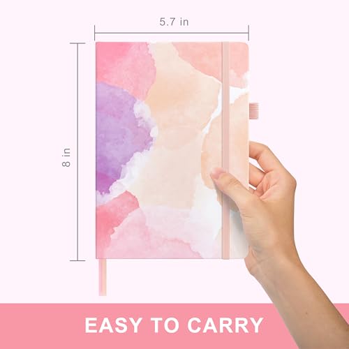 &And Per Se Dotted Journal Notebook, A5 Hardcover Aesthetic Dotted Notebook – 160 Pages 100gsm Thick Dot Grid Paper, 3 Sticker Sheets – Gift-Ready Journaling Kit for Women (Blush Watercolor) - color: f.Blush Watercolor, style: Dotted with Pattern