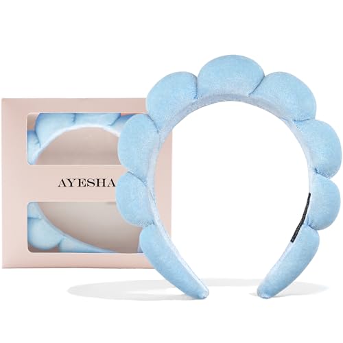 Ayesha Spa Headband for Washing Face Makeup Skincare Soft Sponge Hair band - color: Blue