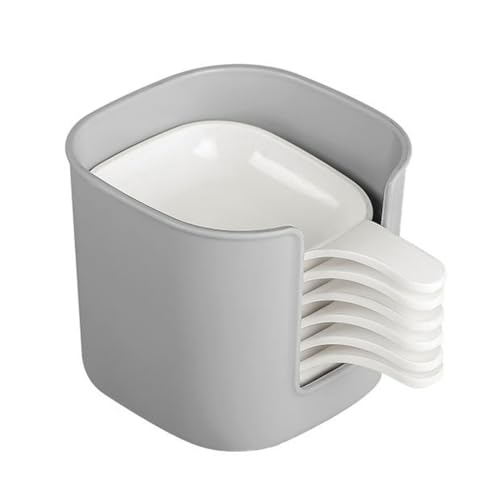 6Pcs Plastic Dipping Dish with Storage Box Mini Home Kitchen Seasoning Sauce Dishes Bowls Plate Dish Serving Tray for Sampling and Dipping Restaurant Home Party Use, White+Grey