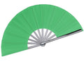 Green Folding Hand Performance Fan Nylon-Cloth Fan 13 inch (Green) - color: Green