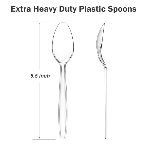 Dealusy 360 Count Clear Plastic Spoons Disposable - color: Clear
