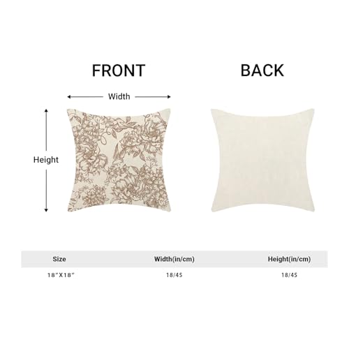Chinoiserie Floral Pillow Covers 18x18 Pack of 2 Vintage Brown Flower Birds Throw Pillow Cover Outdoor Decor Spring Summer Floral Pillowcase Farmhouse Decorative Cushion Case for Home Couch - color: Brown-floral Bird 1, size: 18" x 18" (Pack of 2)