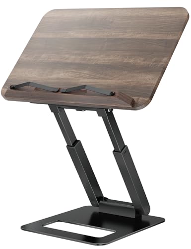 Tounee Telescopic Book Holder - Adjustable Height Cookbook Stand with Elastic Page Clips (Black) - color: Black