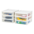 IRIS USA 2-Pack, 3-Drawer Medium Plastic Stacking Desktop Organizer, White - color: White, style: Medium - 2 Pack
