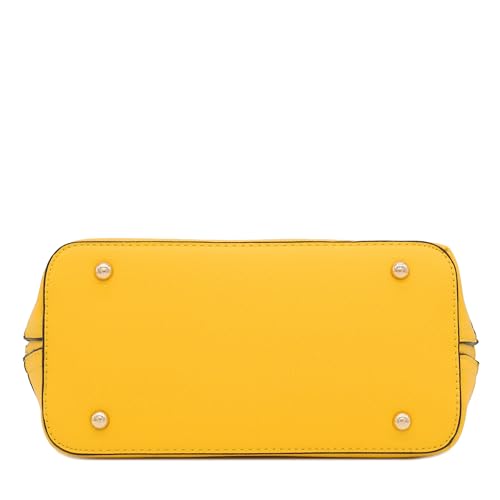 FashionPuzzle Zip-Around Saffiano Classic Dome Satchel - color: Yellow