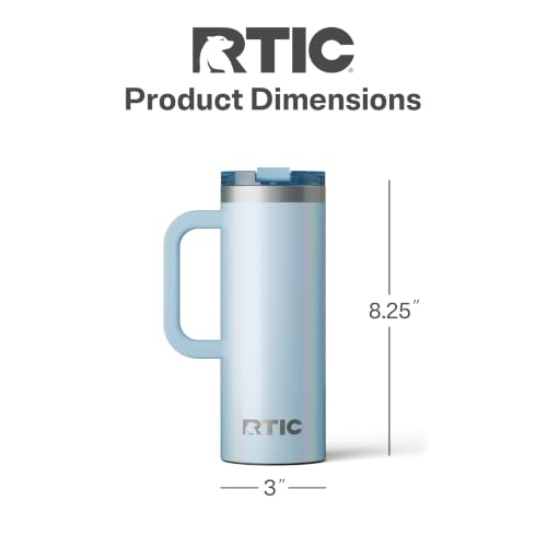 RTIC 20oz Road Trip Travel Mug with Lid and Handle, Ceramic Lined, RTIC Ice Glitter - color: RTIC Ice Glitter, size: 20 Ounces