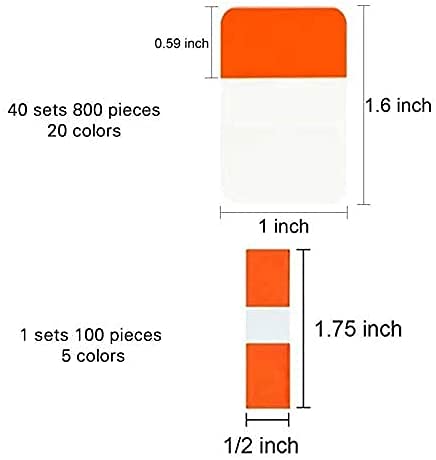 ELII 900 Pieces Tabs Sticky Index Tabs,1 Inch Book Tabs Writable - color: Multicolor