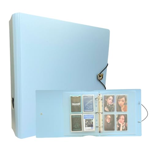 MEOWCAFE K-Keep A5 Wide Binder, 1.5 Inch, Compact Kpop Photocard With 25 A5 Slim 4 Pocket Page and 2 Backboards, Comprehensive Beginner (ICY Blue) - color: Icy Blue