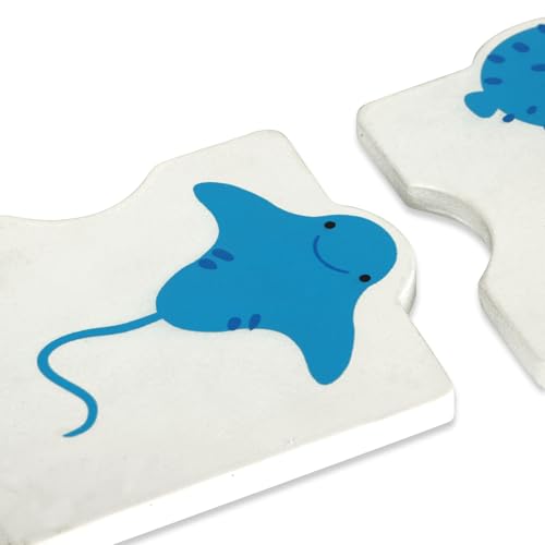 Beach Coasters for Drinks Set of 4, Blue - color: Blue