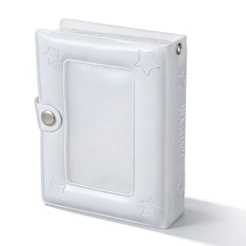 Mini Photocard Binder, Photo Card Album, 3 Inch Hollow Star Small Photo Album with 40 Pockets, Cute Photos Card Holder, Small Photocards Binder for Photocards Cards Collection Travel(White)