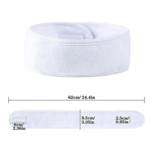 4PCS Facial Spa Headbands for wahsing Face Makeup Shower Bath Wrap (White) - color: White