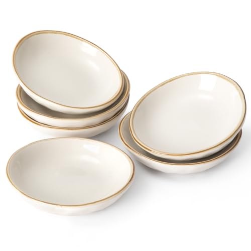 famiware Ceramic Soy Sauce Dish, 2.1oz Dipping Bowl Set of 6, Vanilla White - color: Vanilla White, size: 6pcs