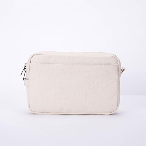Pencil Holder Storage Bag for Women Large Capacity Zippered Pencil Case with Multiple Pockets Canvas Stationery Organizer for Office Travel & Daily Use - color: Beige/Canvas