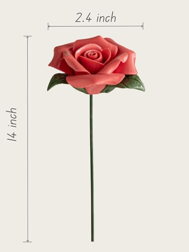 Handmade Porcelain 3D Ceramic Rose Flower, Eternal Flower Decoration for Home Office Decor, Creative Desktop vases, Porcelain Decorations, Set of 12 (Color)