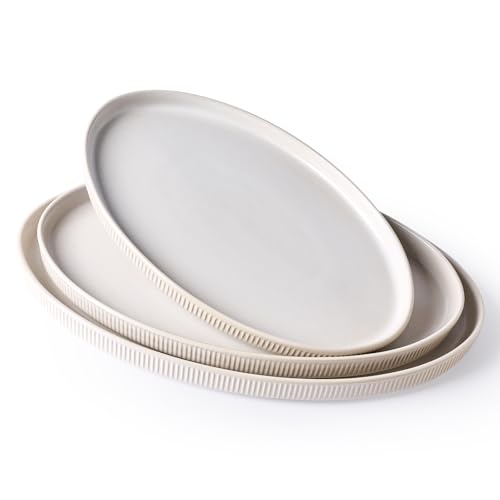 famiware Large Serving Platters Set of 3 Sizes - Oval, Matte White - color: Matte White