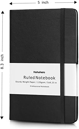 Huhuhero 10 Pack Lined Journal Notebook, A5 College Ruled 5"×8.25", Black - color: Black, size: 10