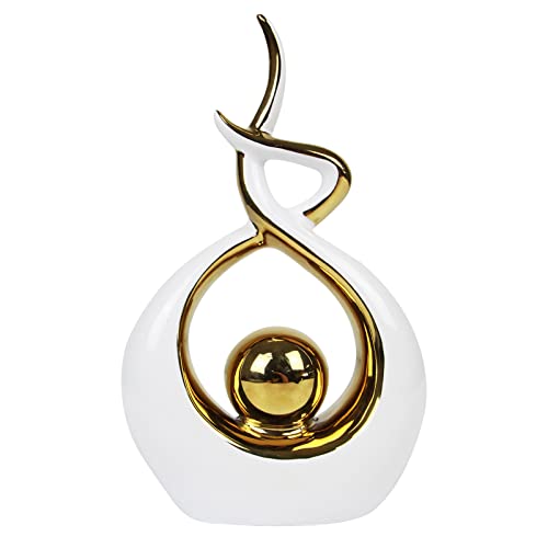 Norrclp Home Decor Modern Abstract Art Ceramic Statue Table Decor (Small) - color: White and Gold, size: Small