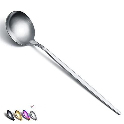 Matt Silver 6 Piece Stainless Steel Tablespoons, Soup & Dessert Spoons - 8.1 Inch, Dishwasher Safe - color: 1. Matte Silver