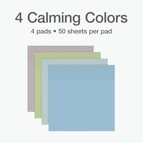 Redi-Tag Translucent Sticky Notes, Transparent Self-Stick Notes, 3" x 3", Calming Colors, 4 Pads, 50 Notes Per Pad, 200 Sheets (1006592) - color: Calming