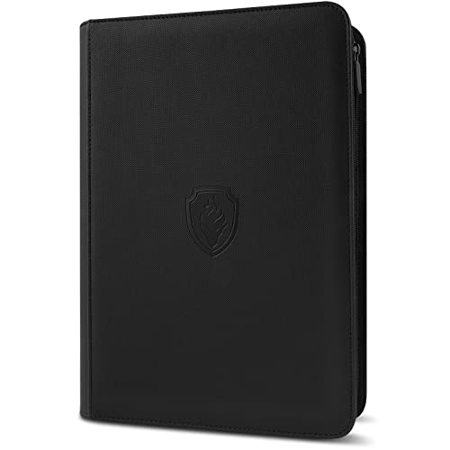 Premium Zip Card Binder, Fabmaker 9 Pocket Trading Card Binder PU Cover - color: Black, size: 9 Pocket - 13.9" x 10.5"