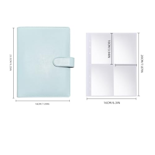 A5 Kpop Photocard Binder, 6 Ring Binder Collector’s Album with 240 Card Slots, PU Leather Binder Cover for Organizing K-Pop, Trading Cards, Game Cards & Memorabilia (Mint Blue) - color: Mint Blue