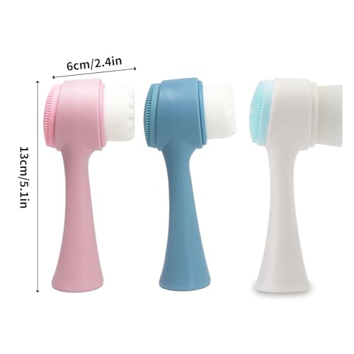 2Pcs Silicone Facial Cleansing Brush - Dual-Sided Face Scrubber with Gentle Deep Cleaning Exfoliation for Skin Types - Manual Pore Cleansing Tool for Women & Men (Rose Red) - color: Rose Red