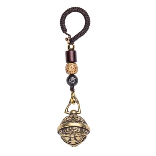 Brass Decorative Bells Keychain with Auspicious Pattern, Hanging Lucky Bell for Car Keys or Backpack as Good Luck Charms - style: Lucky Bell 1