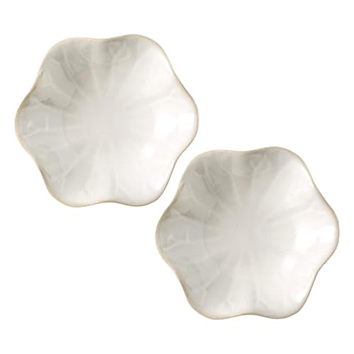 2Pcs Ceramic Jewelry Dish, Lotus Leaf Shape Ring Holder Necklace Dish, Small Key Ring Dish, Suitable for Mother Friend Sister, Gifts for Women, Home Decor Trinket Tray (White) - color: White & White
