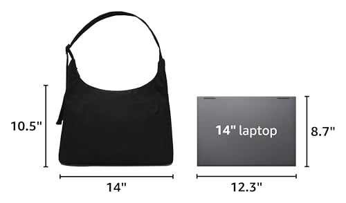 FASTFAIRY Nylon Shoulder Bag: Lightweight Adjustable Strap - color: Large-black, size: Large