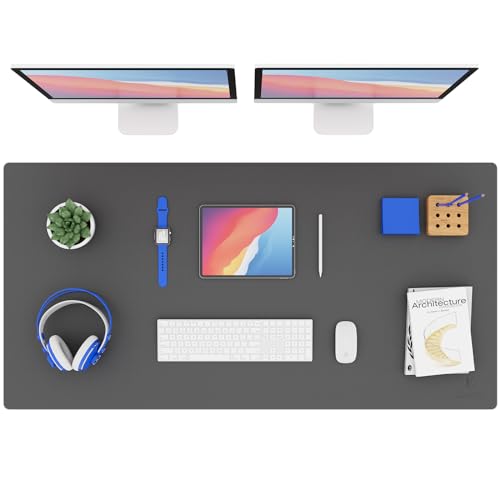 K KNODEL Extra Large Desk Mat, Leather Mouse Pad (47.2"x23.6", Dark Gray) - color: Dark Gray, size: 47.2" x 23.6"